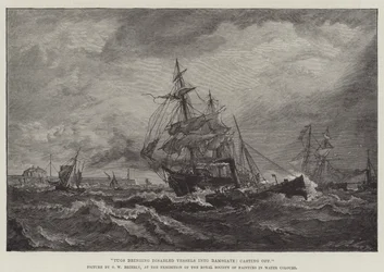 Rimorchiatori che portano navi disabili a Ramsgate